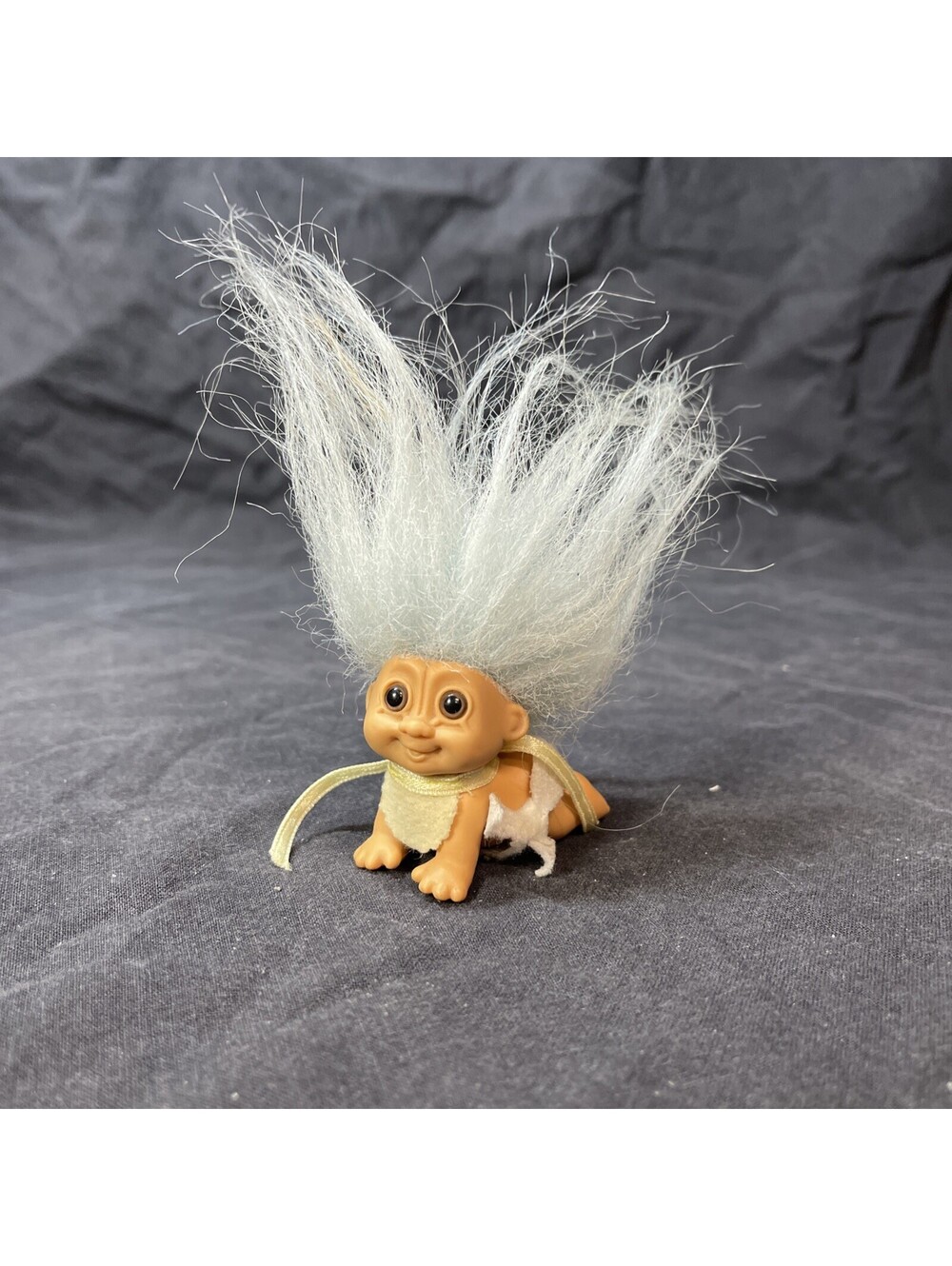RUSS Troll Doll 2" Crawling BABY With Light Blue Hair, Bib, And Diaper
